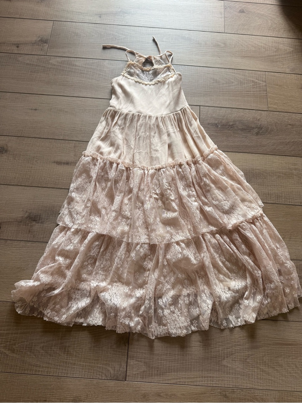 Girls Boho Tiered Lace Maxi Dress